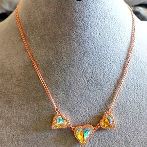 Oil spill 3 hearts necklace with bracelet to match